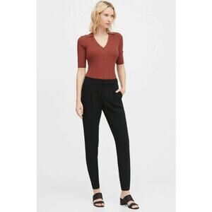 Banana Republic Black Pleated Tapered Ankle Trousers 4